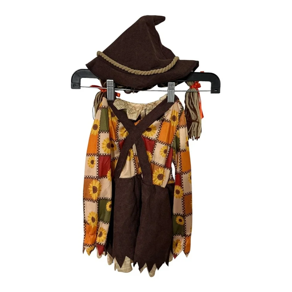Spirit Halloween Silly Scarecrow Costume Dress and Hat Set Infant 18-24 Months